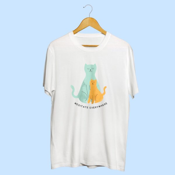 Cat meditate half sleeve T-shirt