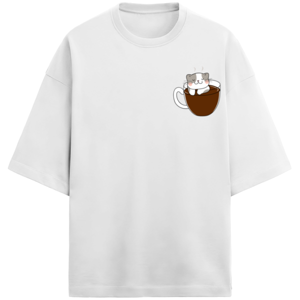 Cute Cat Cup Oversized T-Shirt