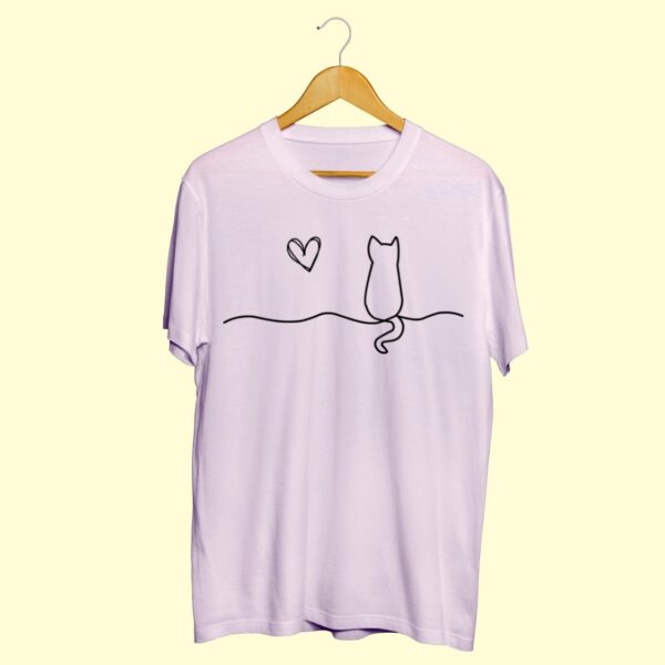 Cute Cat Sitting Half Sleeve T-Shirt