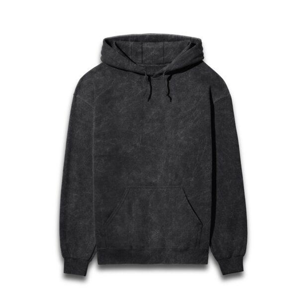 Black acid wash hooded -min