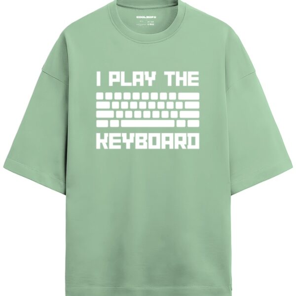 Coolmofo I Play The Keyboard Front Print Terry Oversized T-Shirt