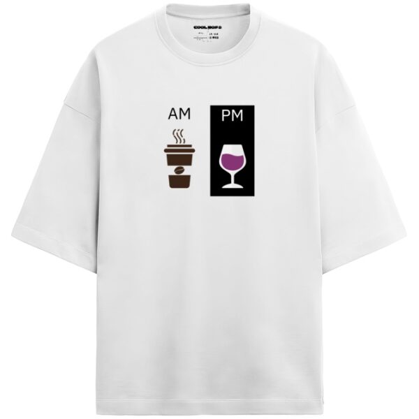 AM PM Funny Front Print Oversize T-Shirt