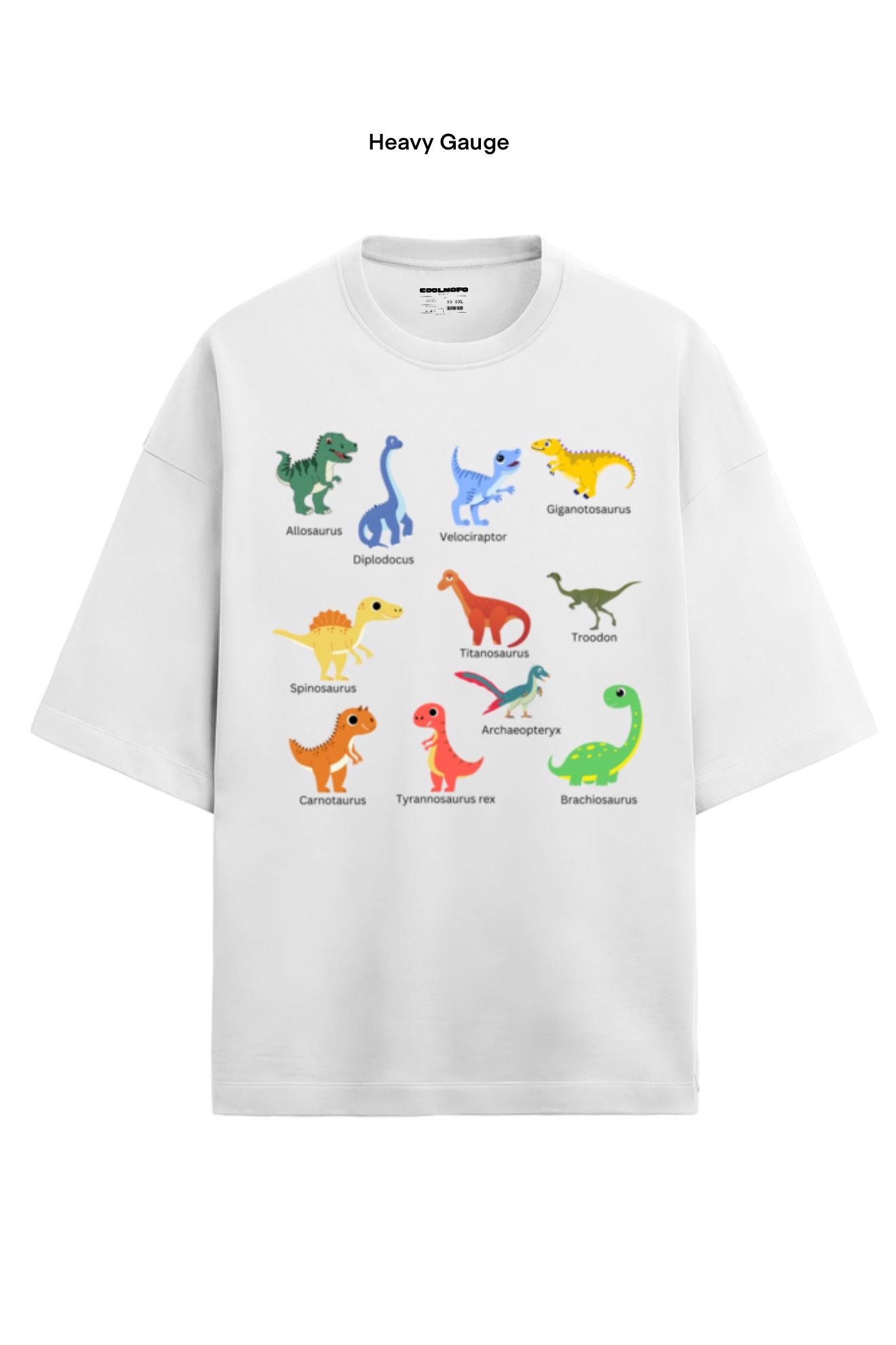 Terry_T-shirt white dinosaur