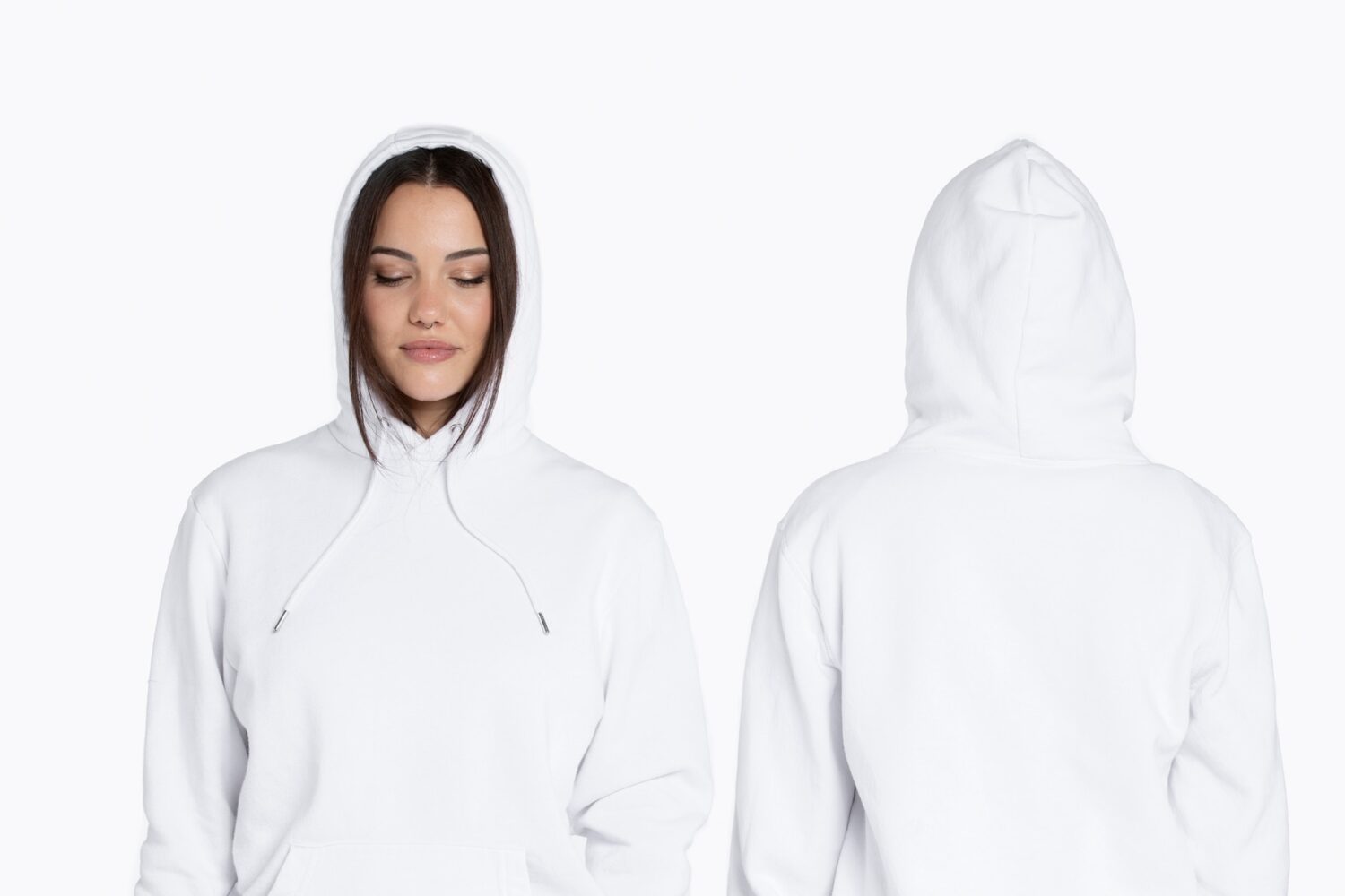 Back front white hooded t-shirt