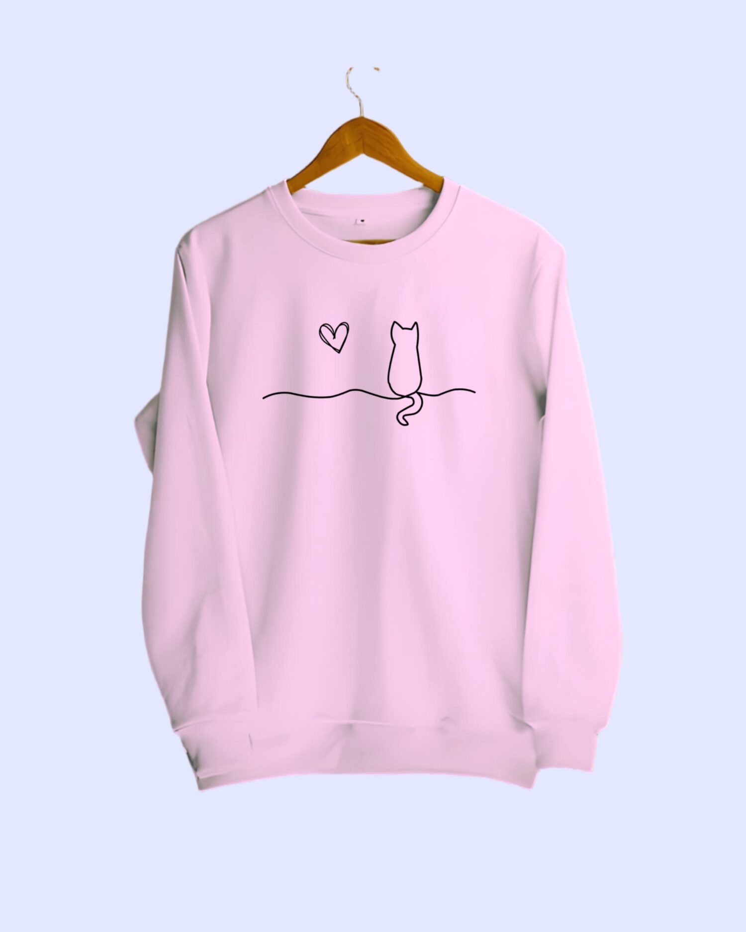 Sweatshirt_ pink cat sit