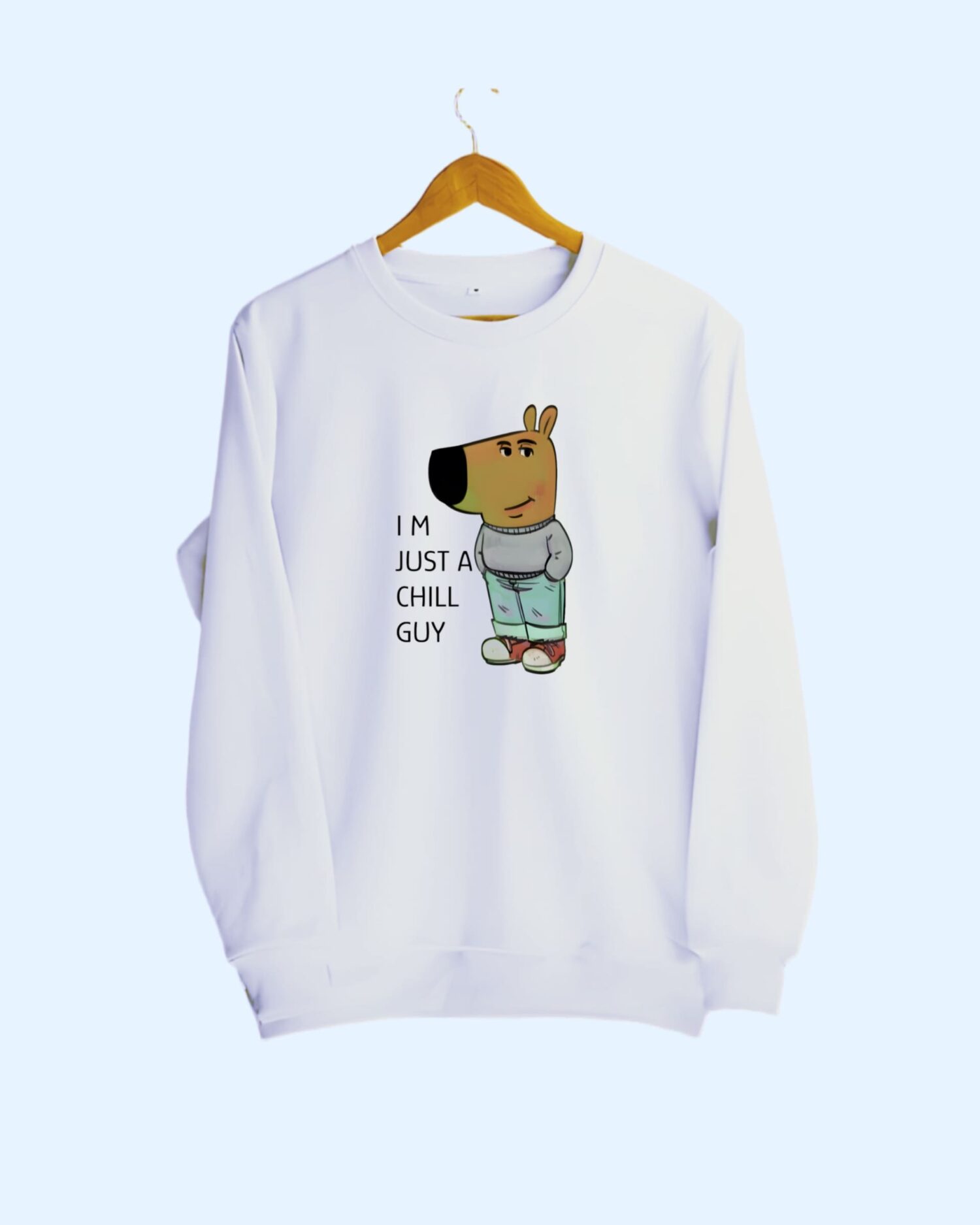 Sweatshirt_chill guy white -min