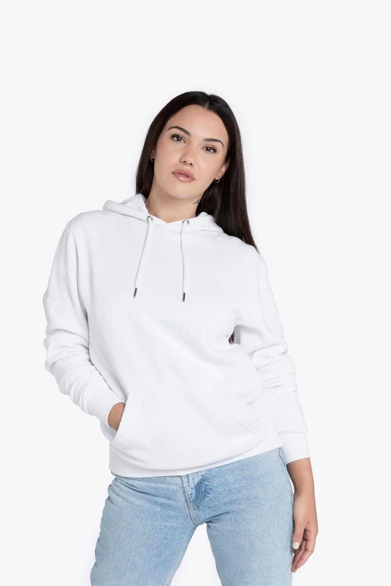 White oversize t-shirt hooded-min